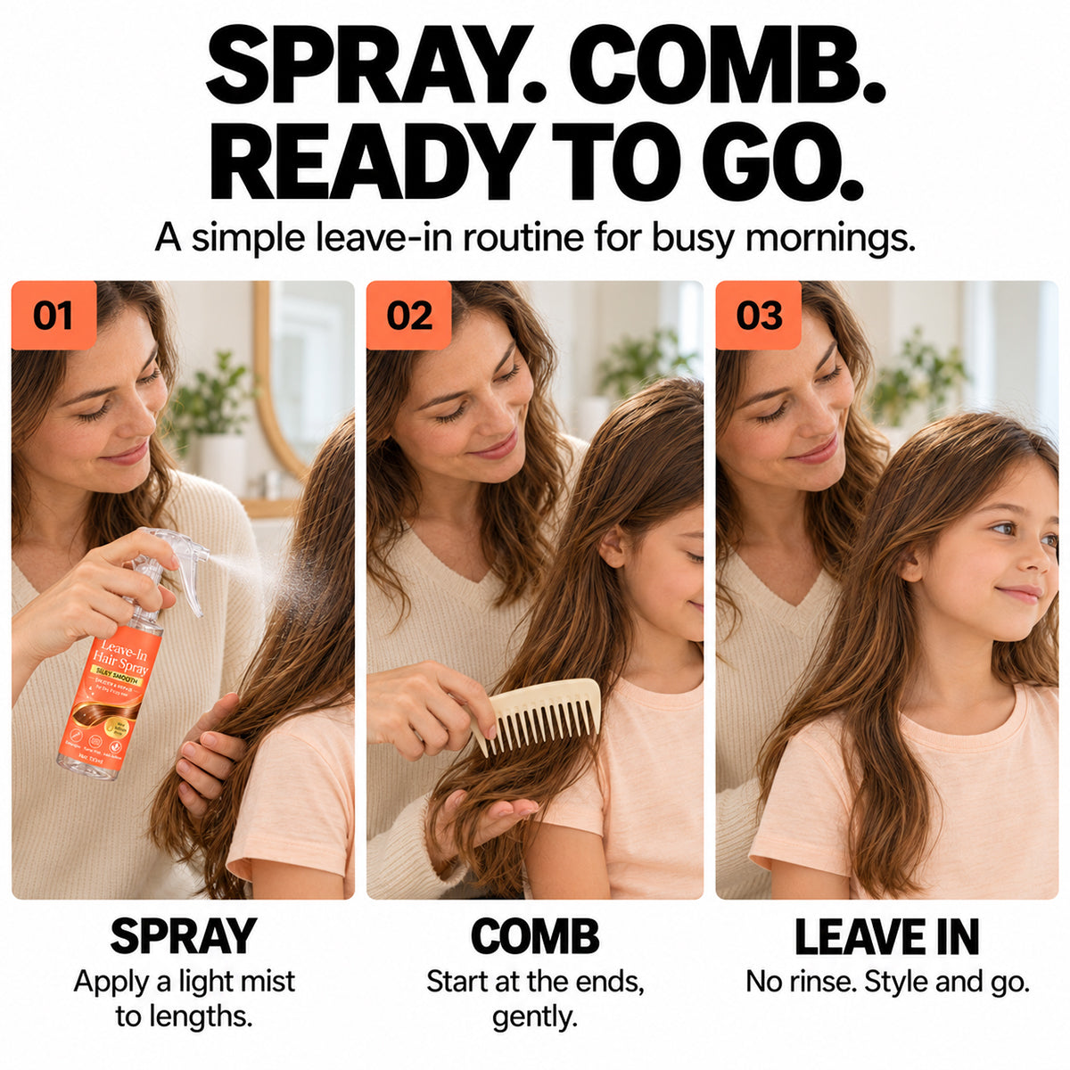 Kids' Leave-In Hair Spray for Dry and Frizzy Hair