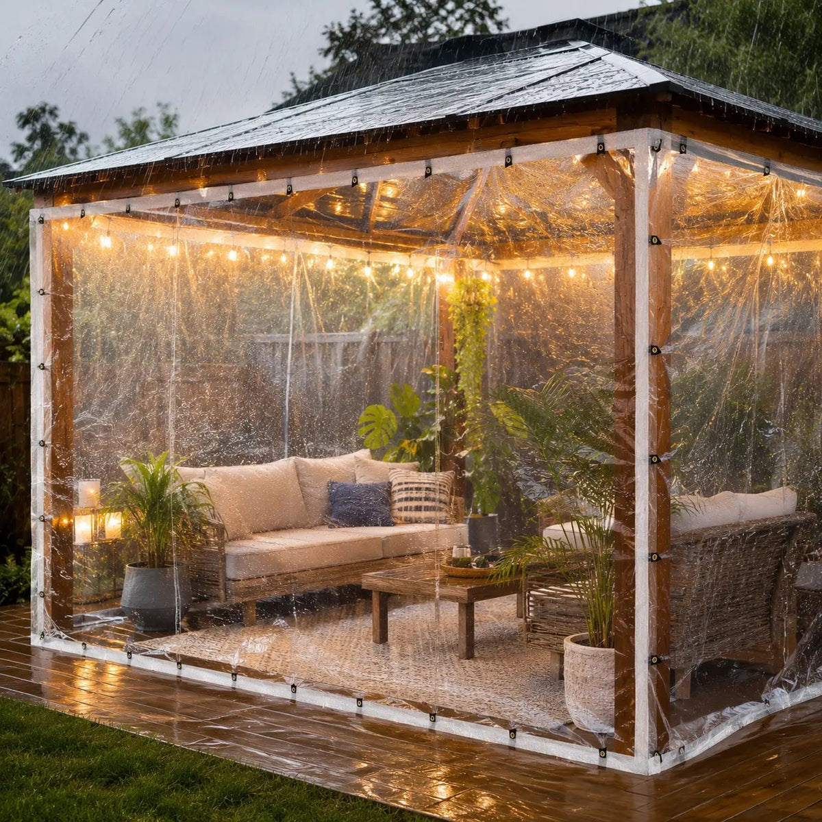 🌧️ Clear Waterproof Tarp Cover – Durable Outdoor Protection with Metal Grommets
