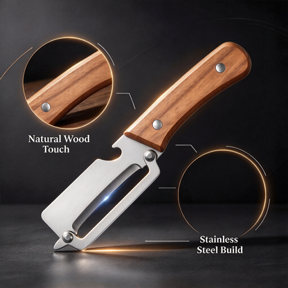Stainless Peeler , High-Grade Durability, Clean, Precision Peeling + Bottle Opener