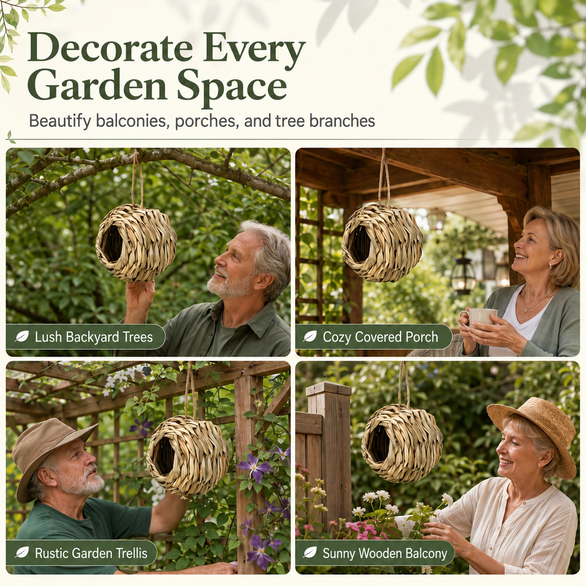 Hanging Braided Straw Spherical Bird's Nest