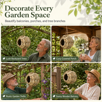 Hanging Braided Straw Spherical Bird's Nest