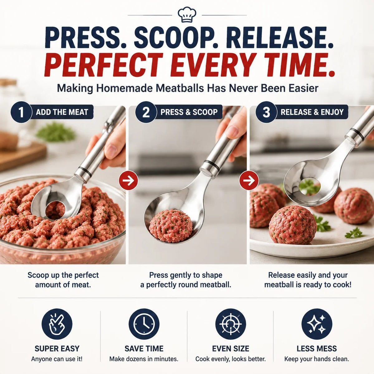 🍝Stainless Steel Meatball Maker Spoon – Make Perfect Meatballs Without Messy Hands