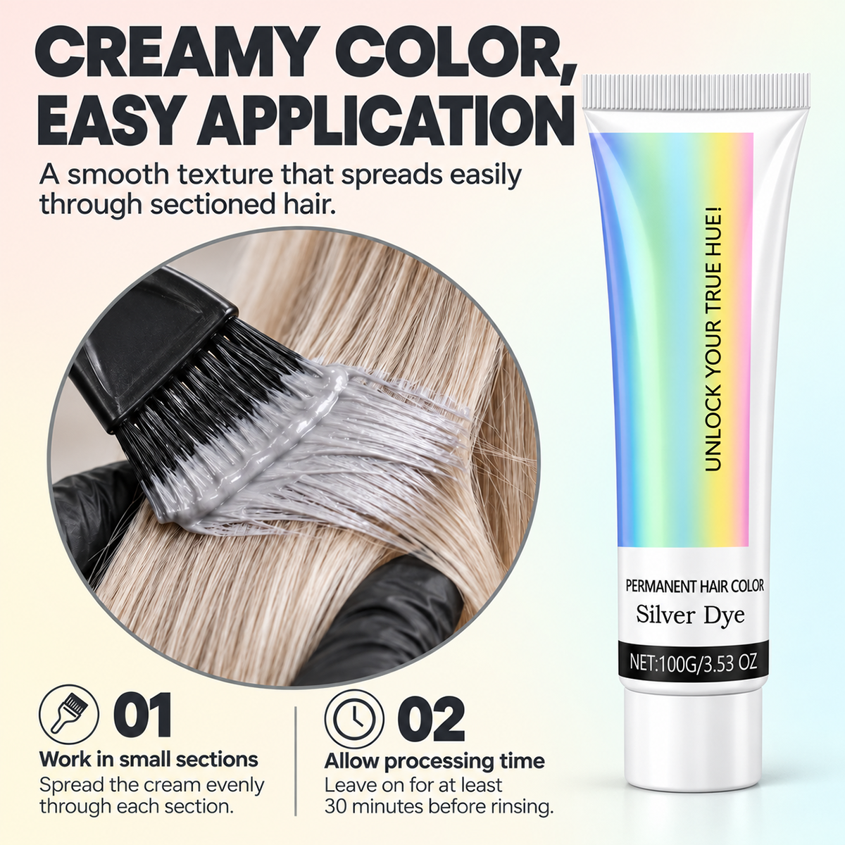 💥 2-in-1 Natural Essence Extract Silver Hair Dye