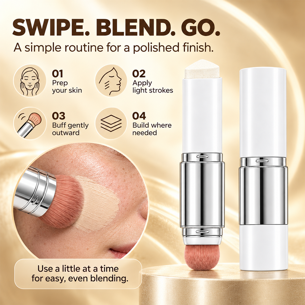 🎉 Color-Changing Foundation Stick with Collagen Capsules