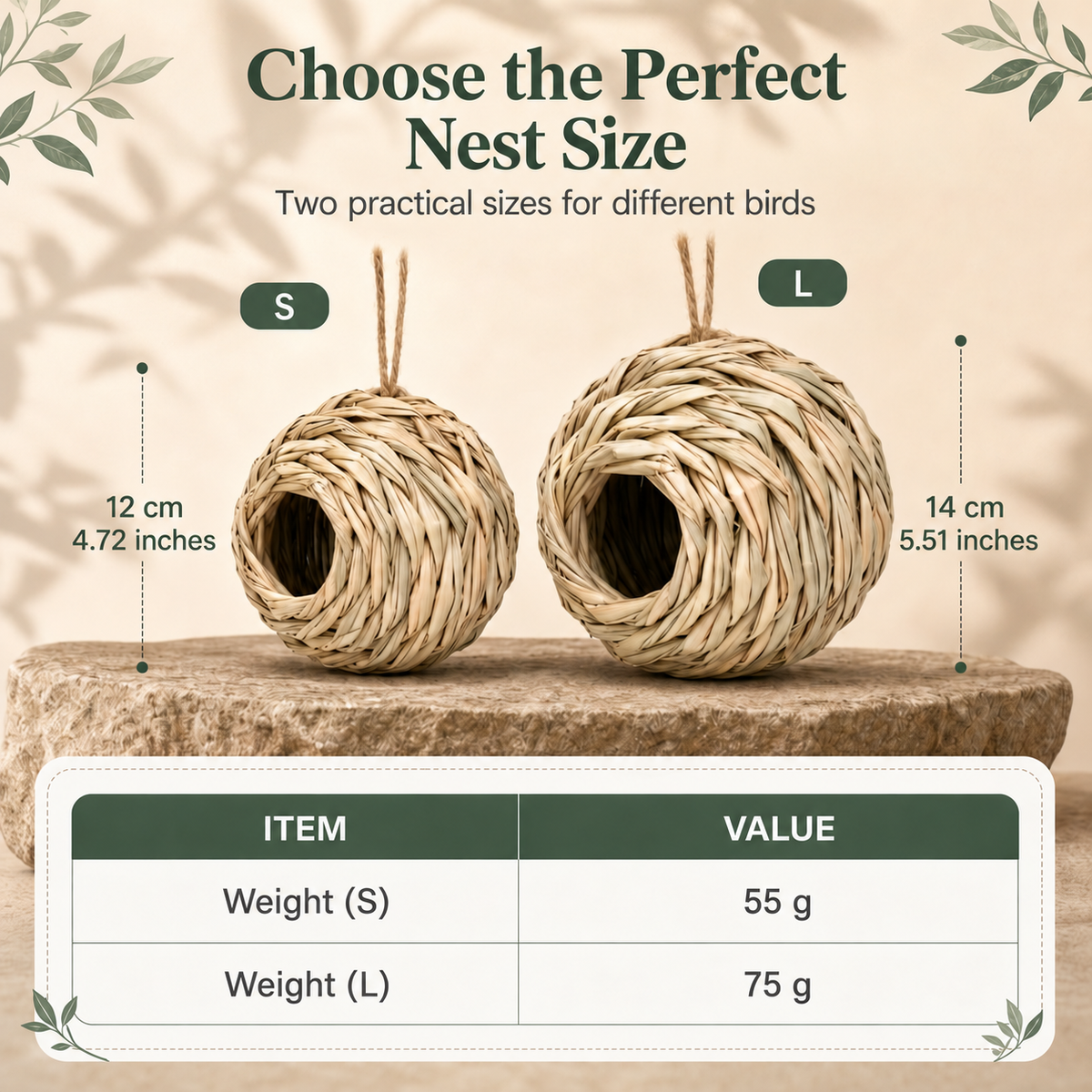 Hanging Braided Straw Spherical Bird's Nest