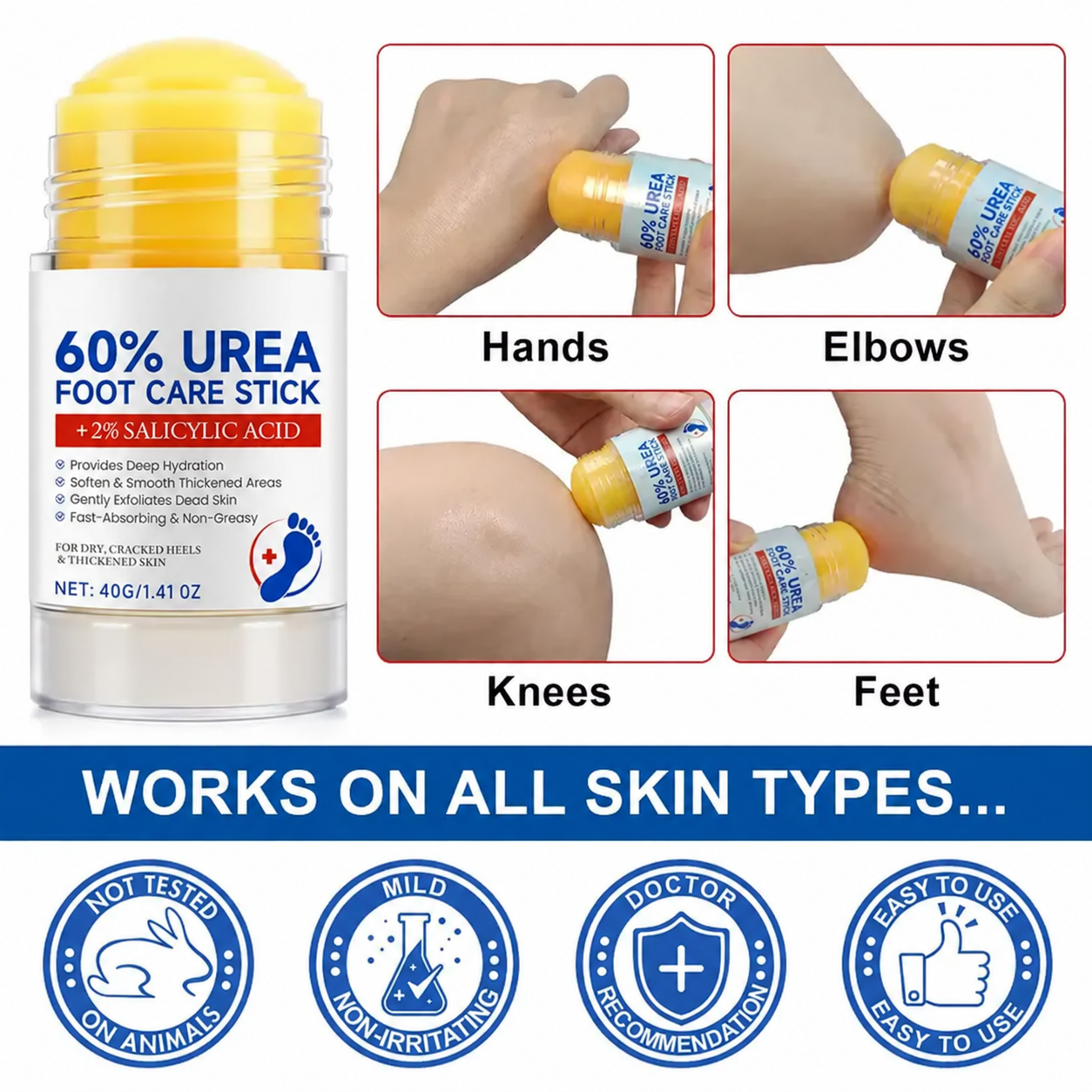 40g Urea Foot Care Stick, Moisturizing Hydrating Foot Care Cream