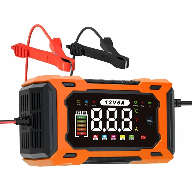 🔋 12V 6A Smart Car Battery Charger – Automatic Maintainer with Pulse Repair & Desulfation
