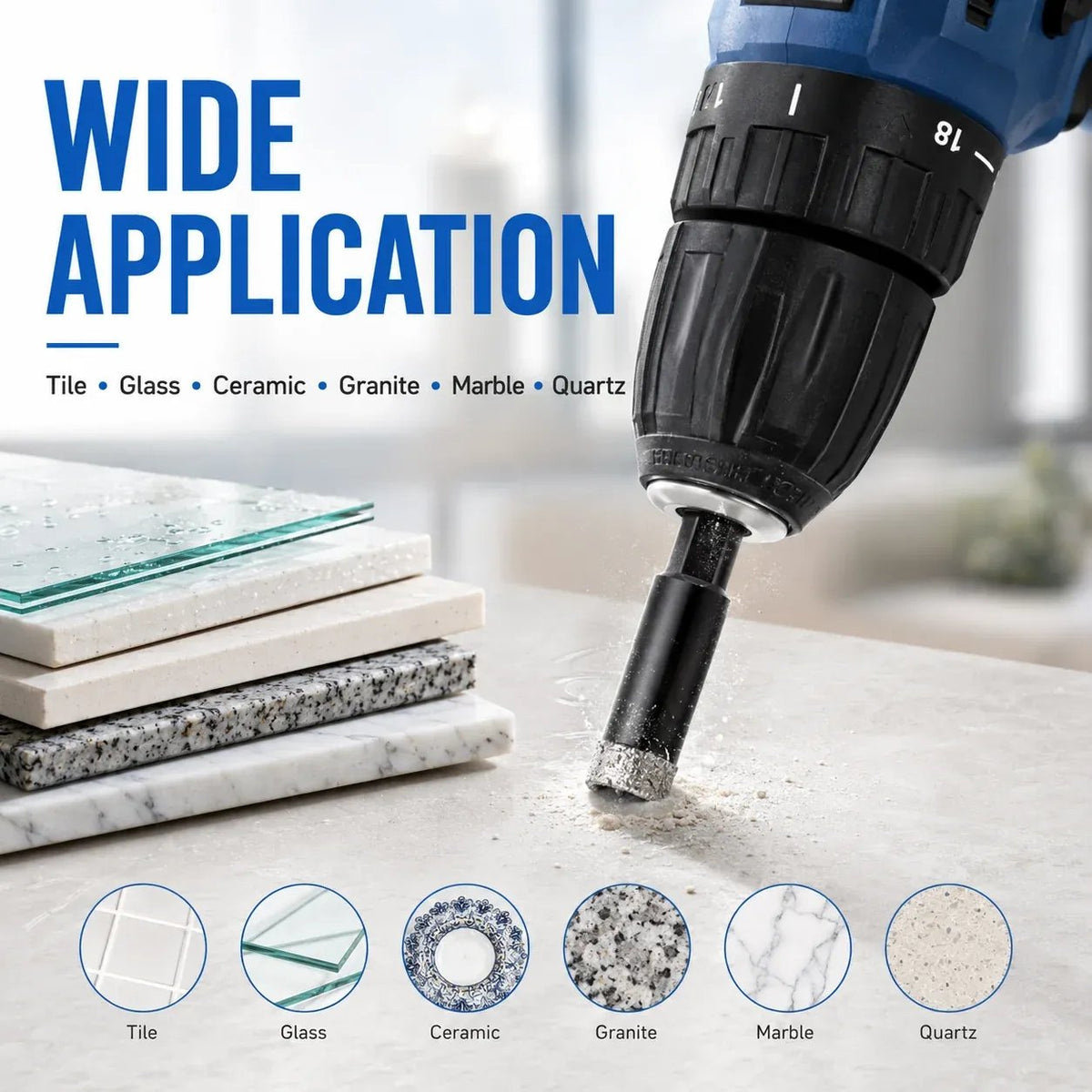 🔥6 Pcs Diamond Drill Bits Set, 1/4 5/6 3/8 1/2 Inch Brazed Diamond Drill Bits for Precision Drilling