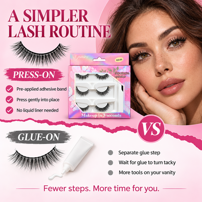 🌺Glue-Free Self-Adhesive Lashes – 3-Second, Natural & Reusable