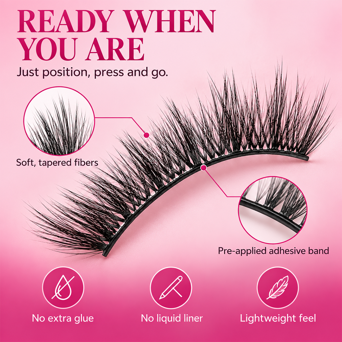 🌺Glue-Free Self-Adhesive Lashes – 3-Second, Natural & Reusable
