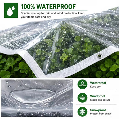 🌧️ Clear Waterproof Tarp Cover – Durable Outdoor Protection with Metal Grommets