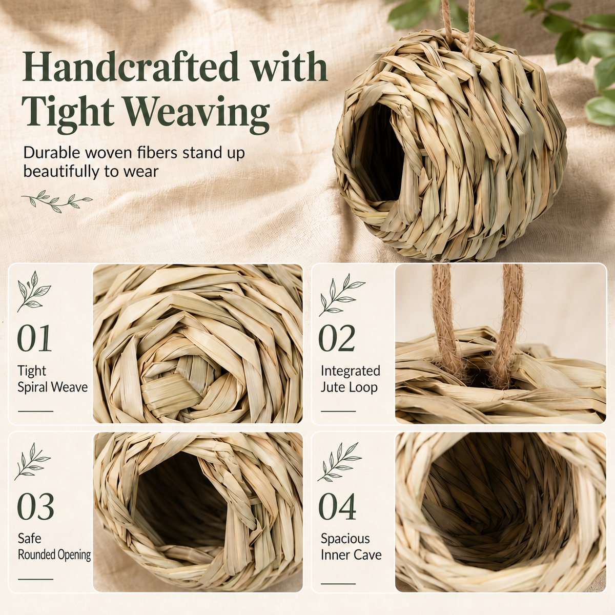 Hanging Braided Straw Spherical Bird's Nest