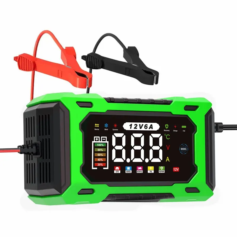 🔋 12V 6A Smart Car Battery Charger – Automatic Maintainer with Pulse Repair & Desulfation