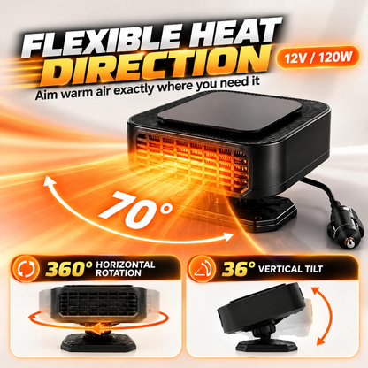 ⏳✨Portable Car Heater Defroster with 360-Degree Rotating Base