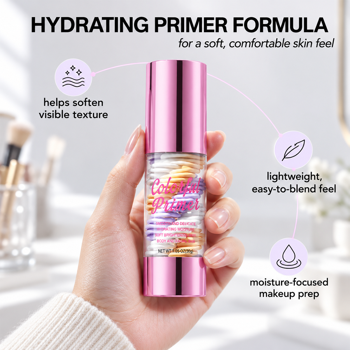 3-in-1 multifunctional face primer, to be applied before makeup