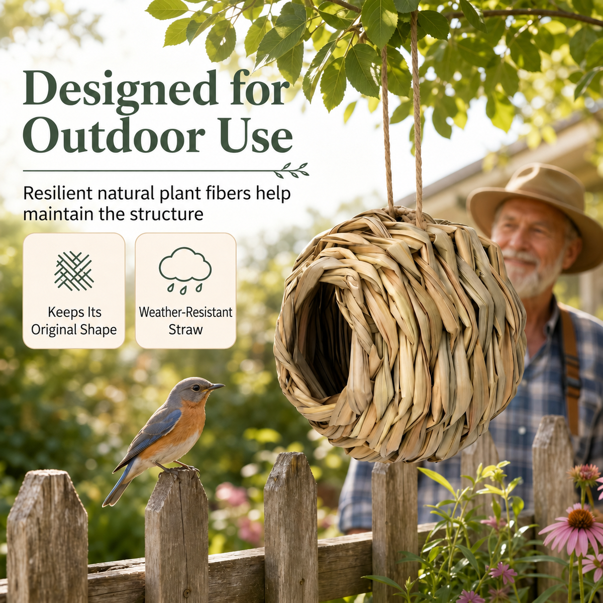 Hanging Braided Straw Spherical Bird's Nest