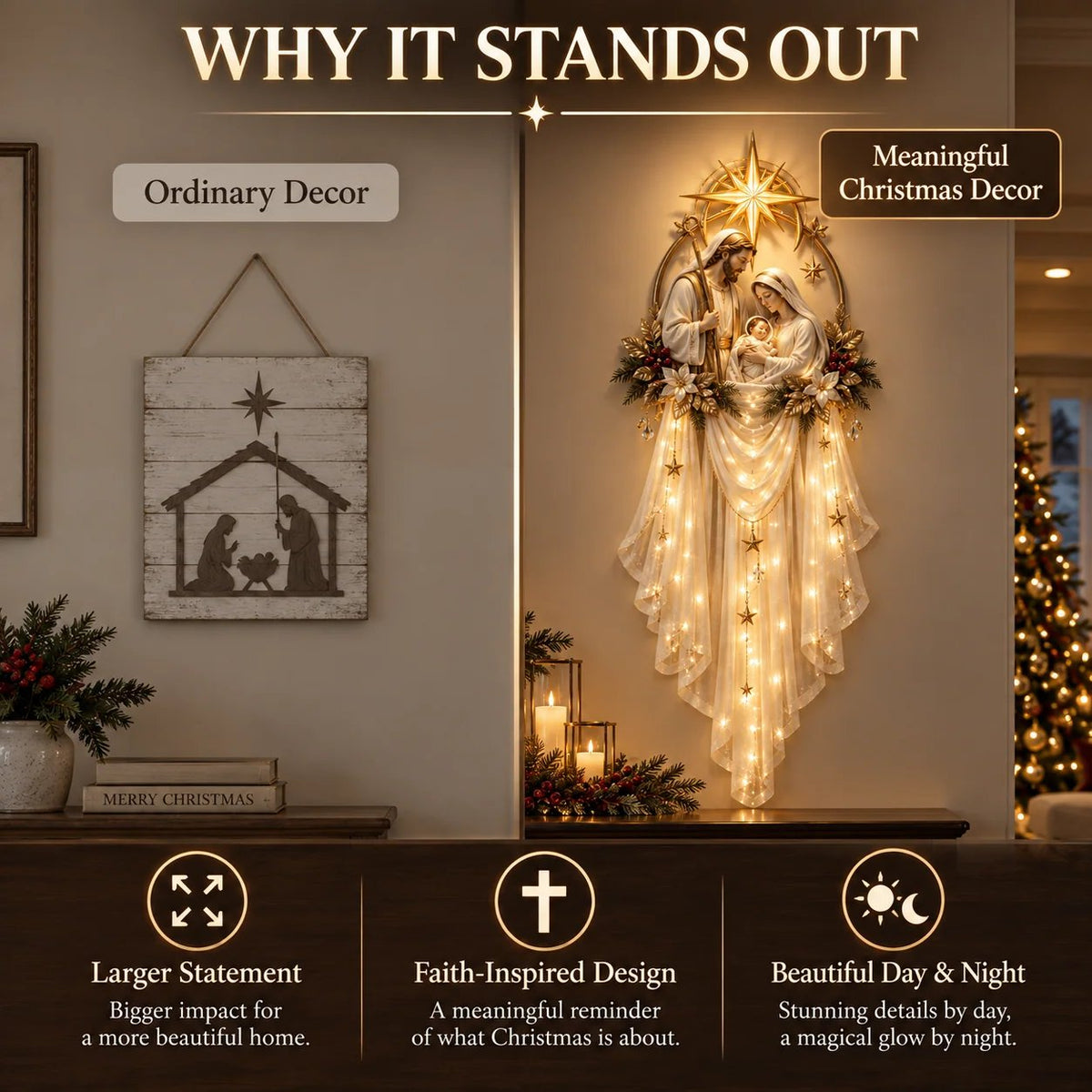 ✨ Holy Family Star Veil™ – Meaningful Christmas Wall Decor & Holiday Hanging Decoration