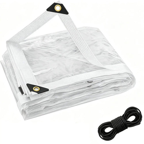 🌧️ Clear Waterproof Tarp Cover – Durable Outdoor Protection with Metal Grommets
