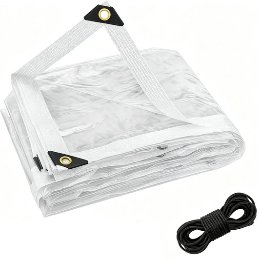 🌧️ Clear Waterproof Tarp Cover – Durable Outdoor Protection with Metal Grommets