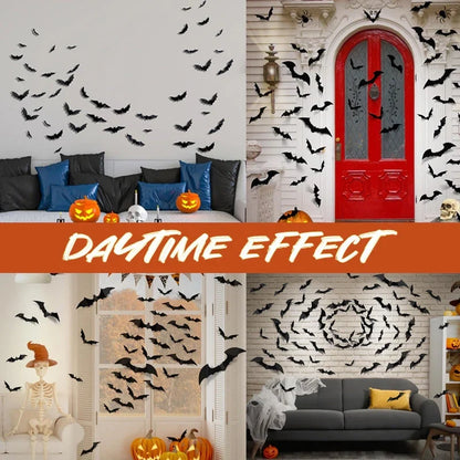🦇Halloween LED Flying Bat Decorations - Glowing 3D Bat Wall Decor