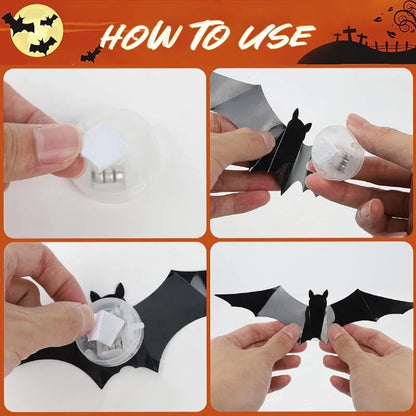 🦇Halloween LED Flying Bat Decorations - Glowing 3D Bat Wall Decor