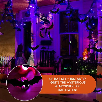 🦇Halloween LED Flying Bat Decorations - Glowing 3D Bat Wall Decor