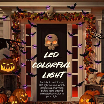 🦇Halloween LED Flying Bat Decorations - Glowing 3D Bat Wall Decor
