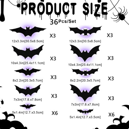 🦇Halloween LED Flying Bat Decorations - Glowing 3D Bat Wall Decor