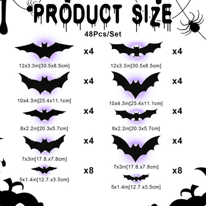 🦇Halloween LED Flying Bat Decorations - Glowing 3D Bat Wall Decor