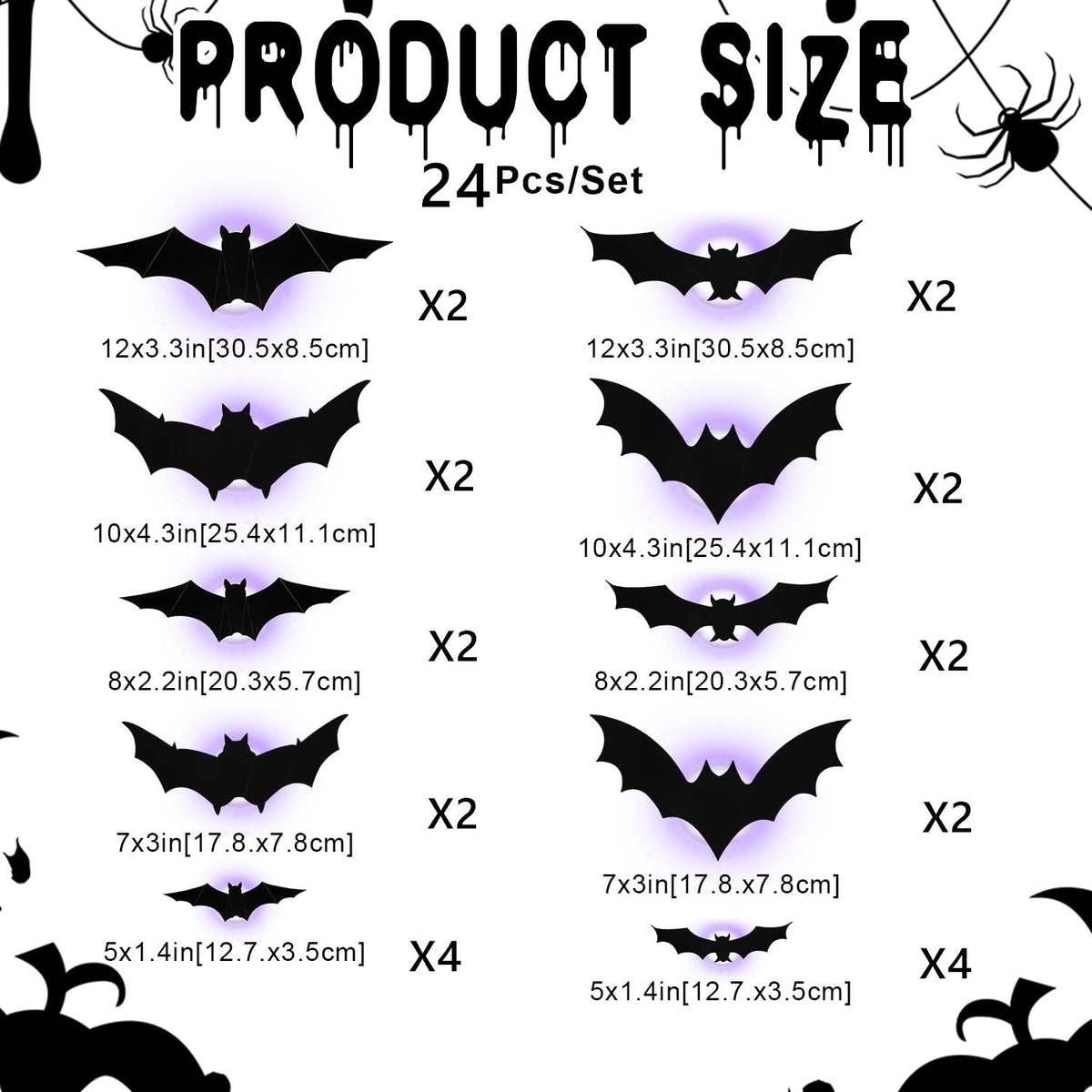 🦇Halloween LED Flying Bat Decorations - Glowing 3D Bat Wall Decor