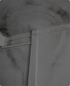 Cracked and discolored interior surface