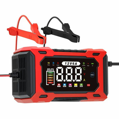 🔋 12V 6A Smart Car Battery Charger – Automatic Maintainer with Pulse Repair & Desulfation