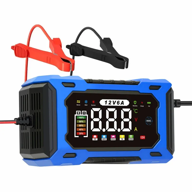 🔋 12V 6A Smart Car Battery Charger – Automatic Maintainer with Pulse Repair & Desulfation