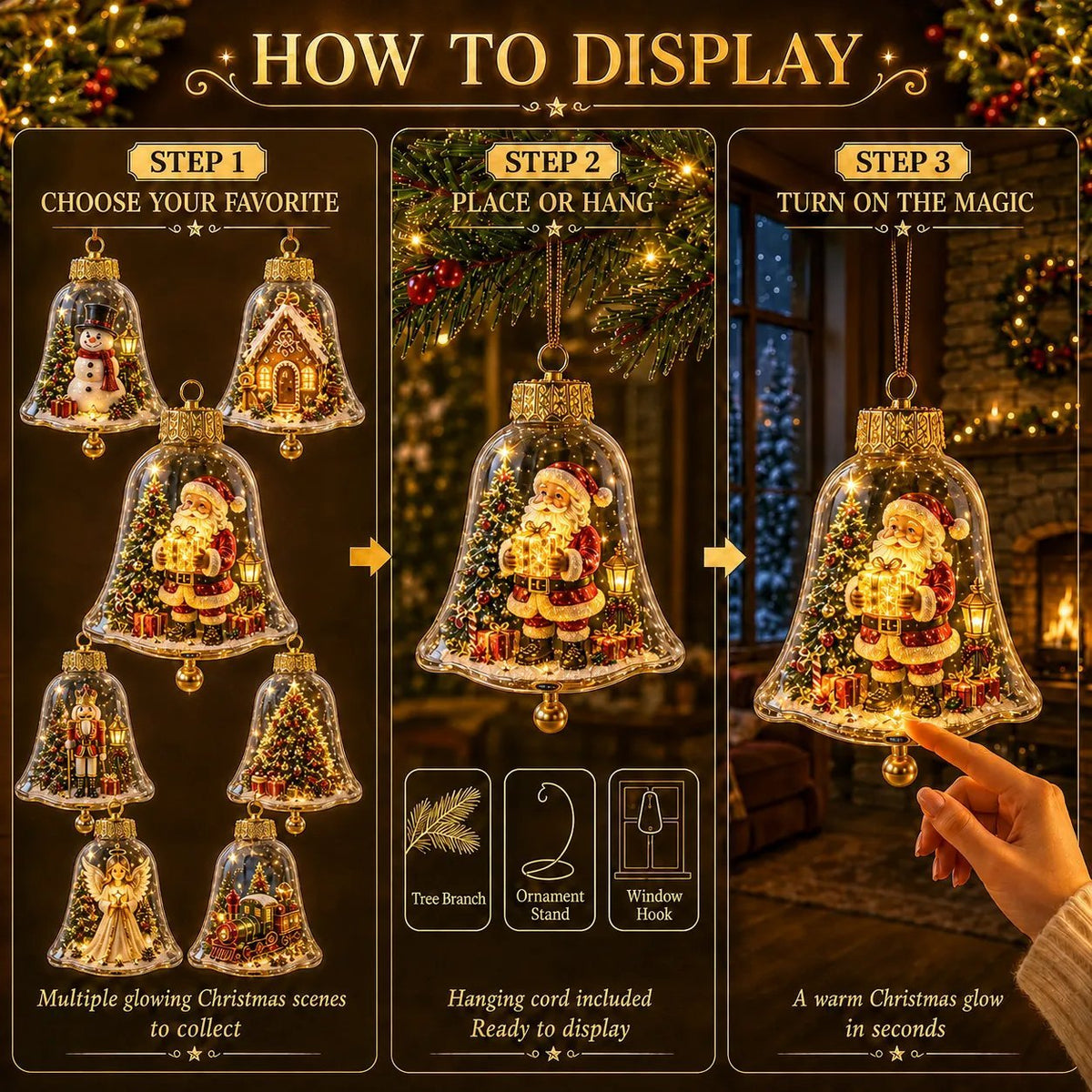 ✨🎄 Glowing Christmas Story Ornament – Light-Up Mini Holiday Scene⭐