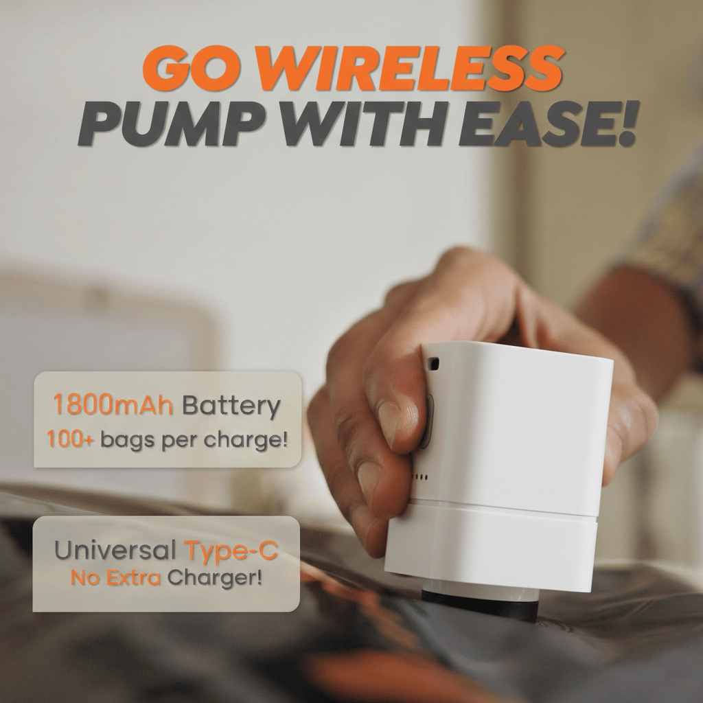 Rechargeable Wireless Vacuum Pump & 10 pack Storage Bag Set