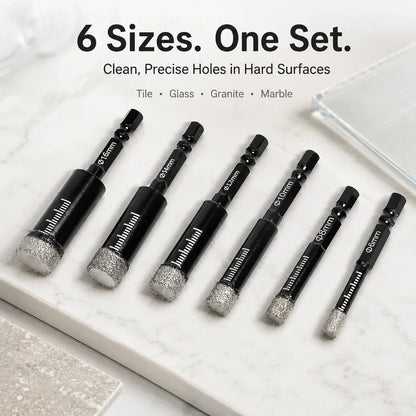 🔥6 Pcs Diamond Drill Bits Set, 1/4 5/6 3/8 1/2 Inch Brazed Diamond Drill Bits for Precision Drilling