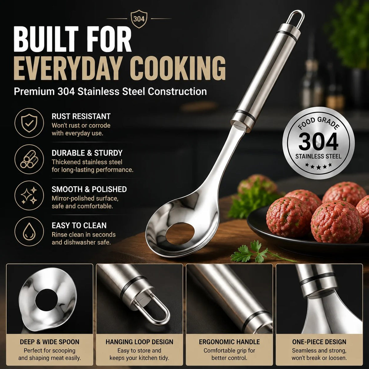 🍝Stainless Steel Meatball Maker Spoon – Make Perfect Meatballs Without Messy Hands