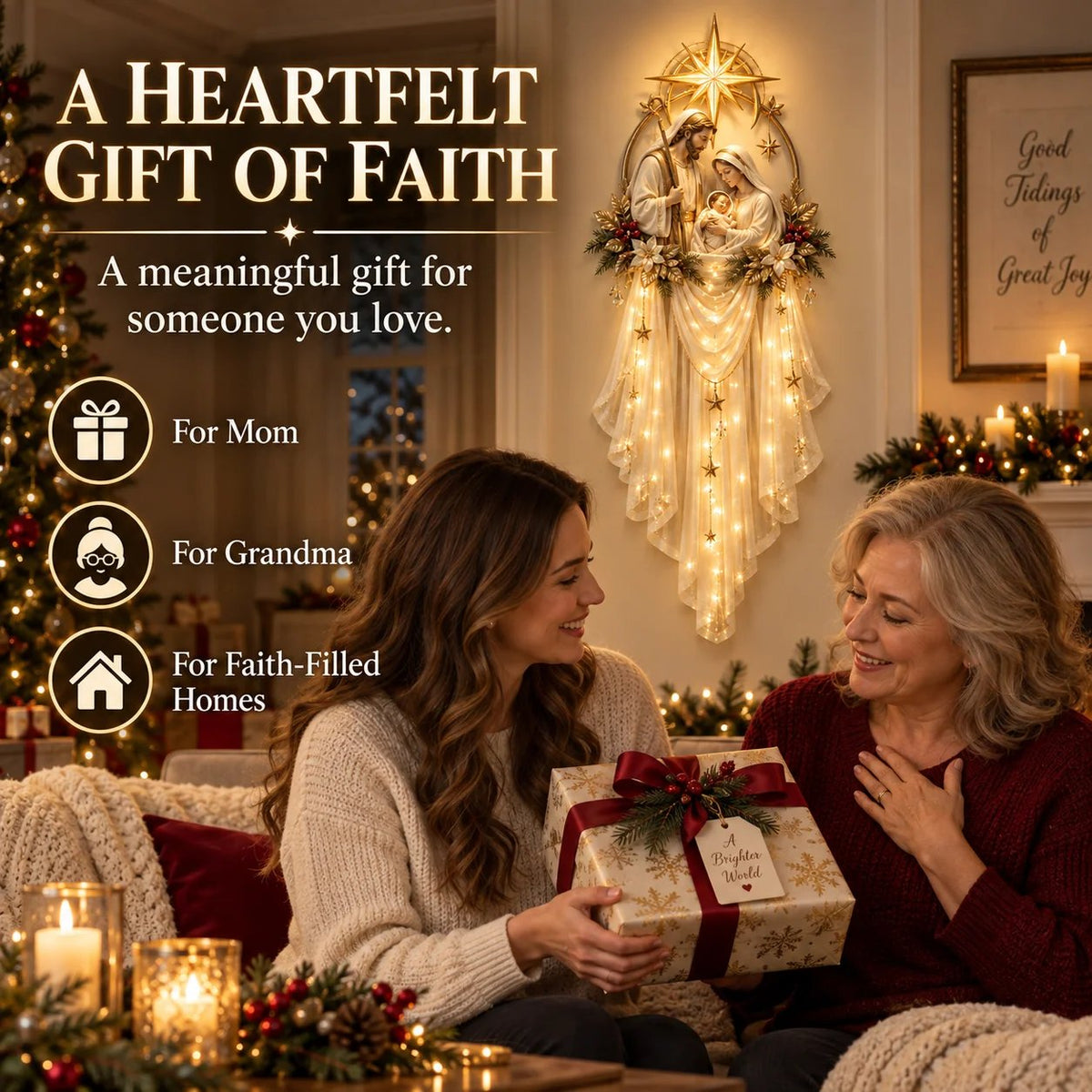 ✨ Holy Family Star Veil™ – Meaningful Christmas Wall Decor & Holiday Hanging Decoration
