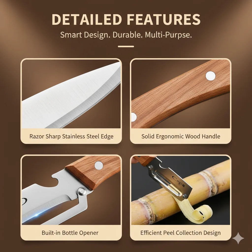Stainless Peeler , High-Grade Durability, Clean, Precision Peeling + Bottle Opener