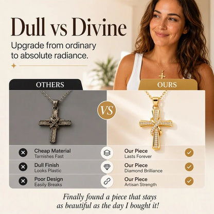 Women's Sparkling Twisted Knot Cross Pendant Necklace – Elegant Faith-Inspired Design with Brilliant Shine ✨