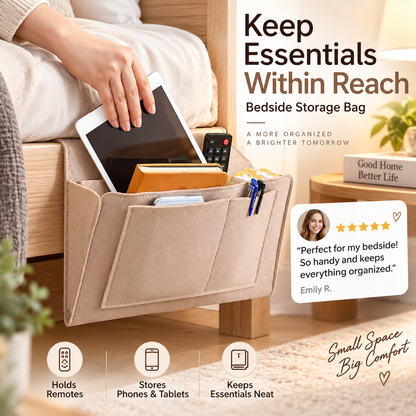 🛏️ No-Tool Bedside Storage Organizer – Slide-In Hanging Caddy for Easy Bedside Organization