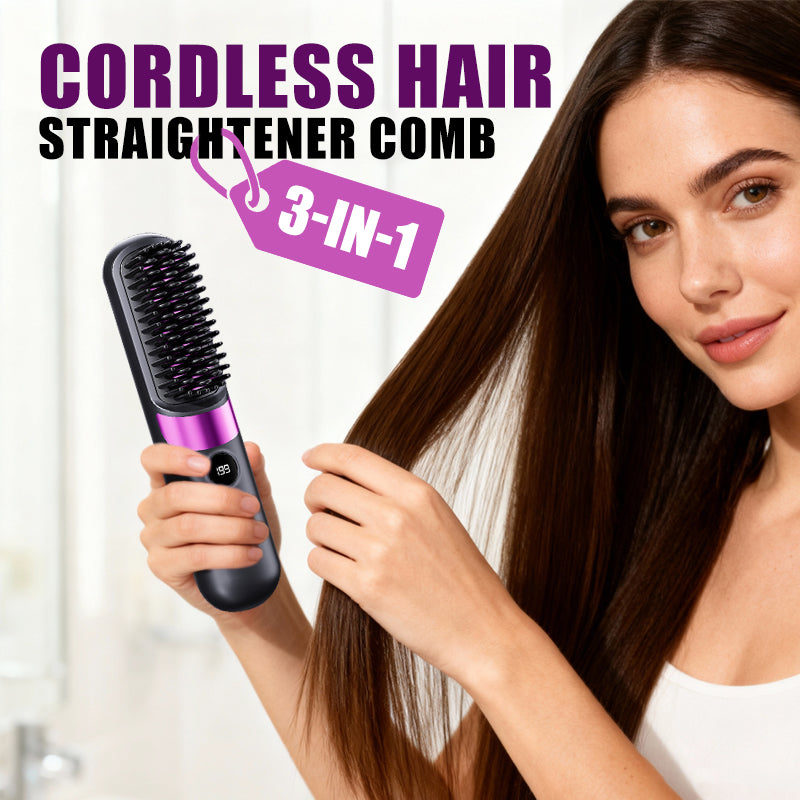 🥳2026 HOT SALE💇‍♀️3‑in‑1 Cordless Hair Straightening Brush ✨🌿