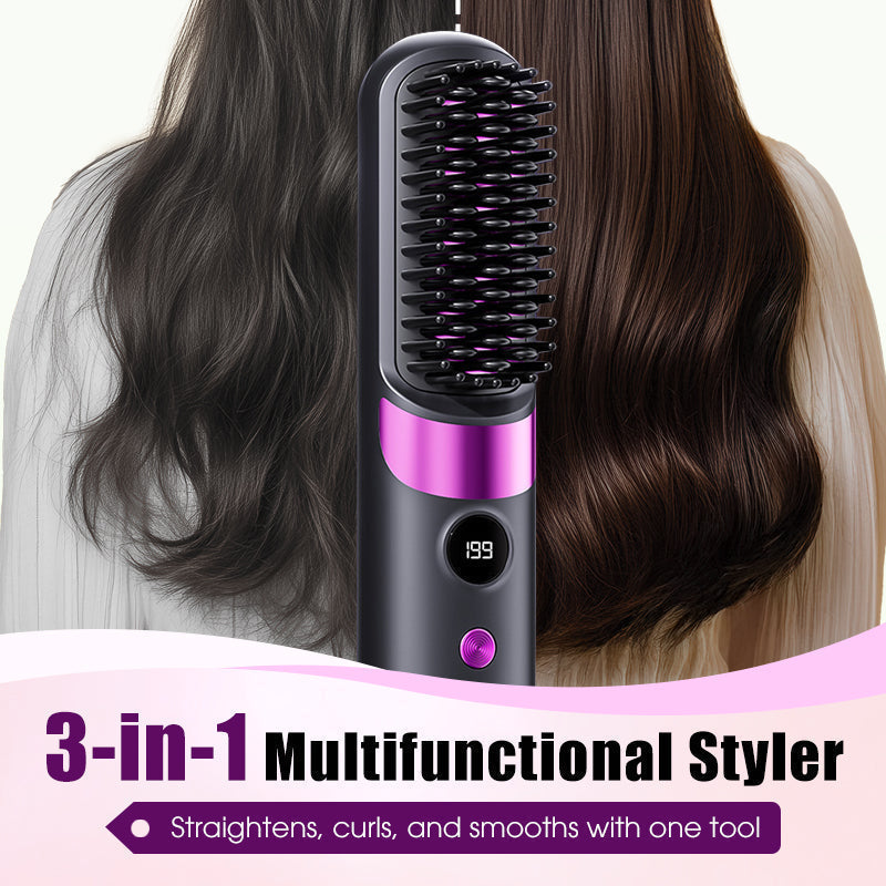 🥳2026 HOT SALE💇‍♀️3‑in‑1 Cordless Hair Straightening Brush ✨🌿