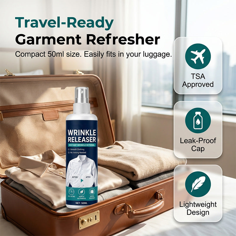 👔✨ Travel-Ready Wrinkle-Reducing Fabric Spray – No-Iron Clothing Refresher for Smoother, Fresher-Looking Clothes