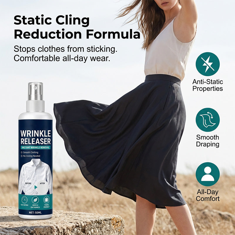 👔✨ Travel-Ready Wrinkle-Reducing Fabric Spray – No-Iron Clothing Refresher for Smoother, Fresher-Looking Clothes