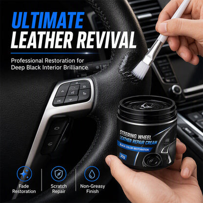 🚗Car Steering Wheel Leather Repair Cream‑  Black Leather Restoration Paste, Fade & Scratch Repair Cream