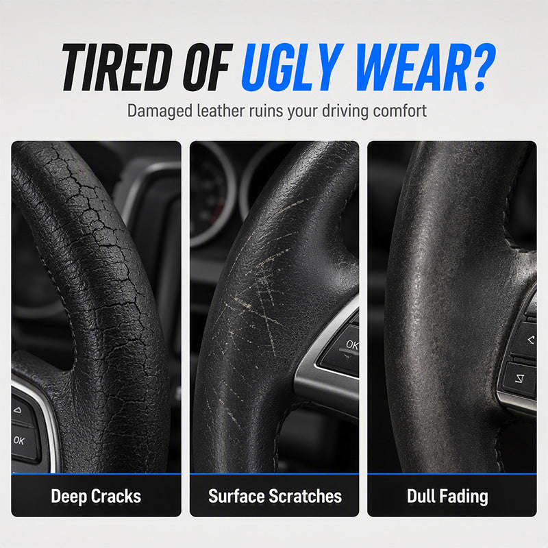🚗Car Steering Wheel Leather Repair Cream‑  Black Leather Restoration Paste, Fade & Scratch Repair Cream