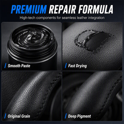 🚗Car Steering Wheel Leather Repair Cream‑  Black Leather Restoration Paste, Fade & Scratch Repair Cream
