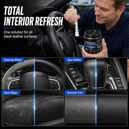 🚗Car Steering Wheel Leather Repair Cream‑  Black Leather Restoration Paste, Fade & Scratch Repair Cream