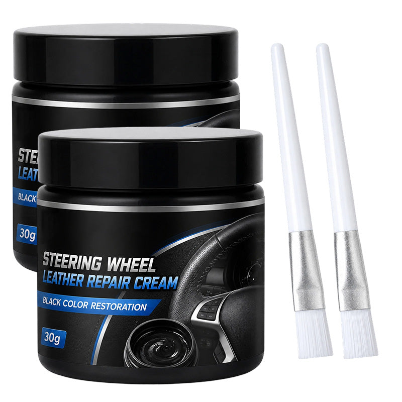 🚗Car Steering Wheel Leather Repair Cream‑  Black Leather Restoration Paste, Fade & Scratch Repair Cream